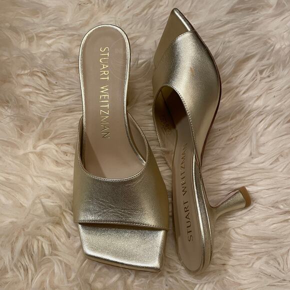 Stuart Weitzman Gold Mule Heels - Picture 2 of 9